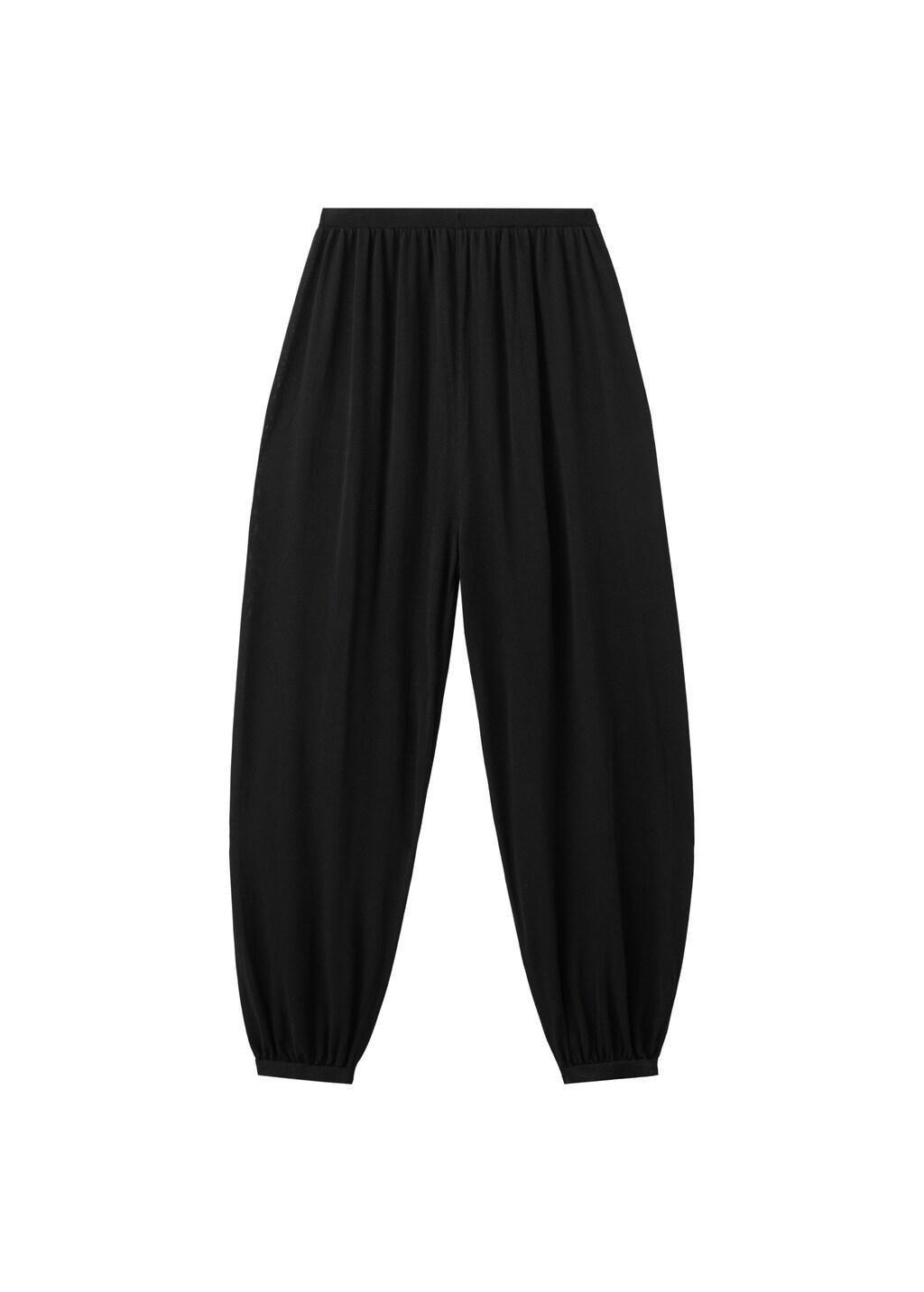 Black Baggy Knit Trousers, 0201_99, large image number 7