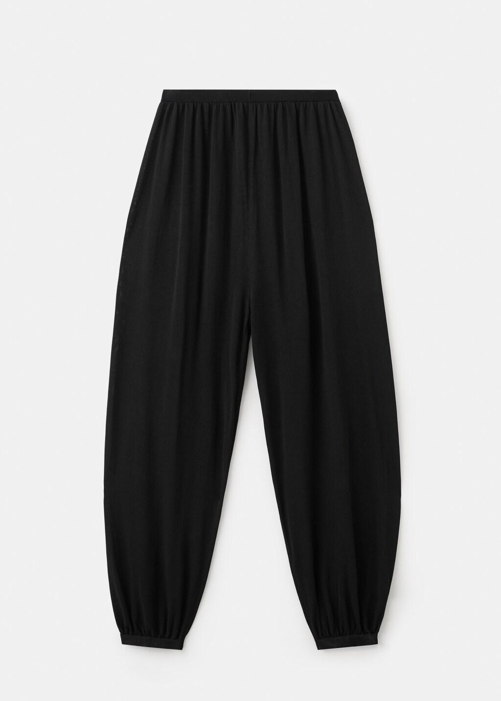Black Baggy Knit Trousers, 0201_99, large image number 8