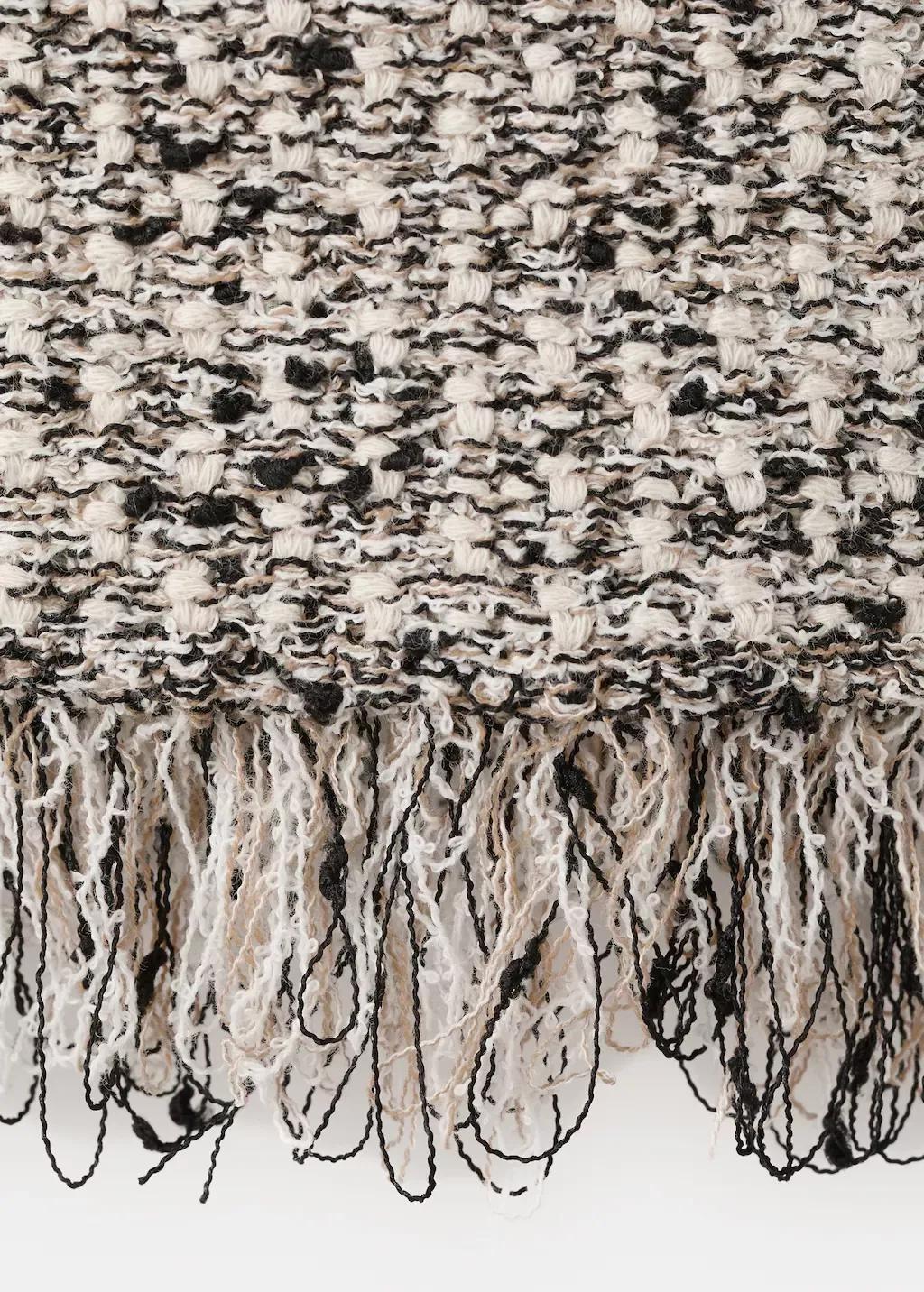 Black Tweed Top With Frayed Edge Finish, Black, large image number 5