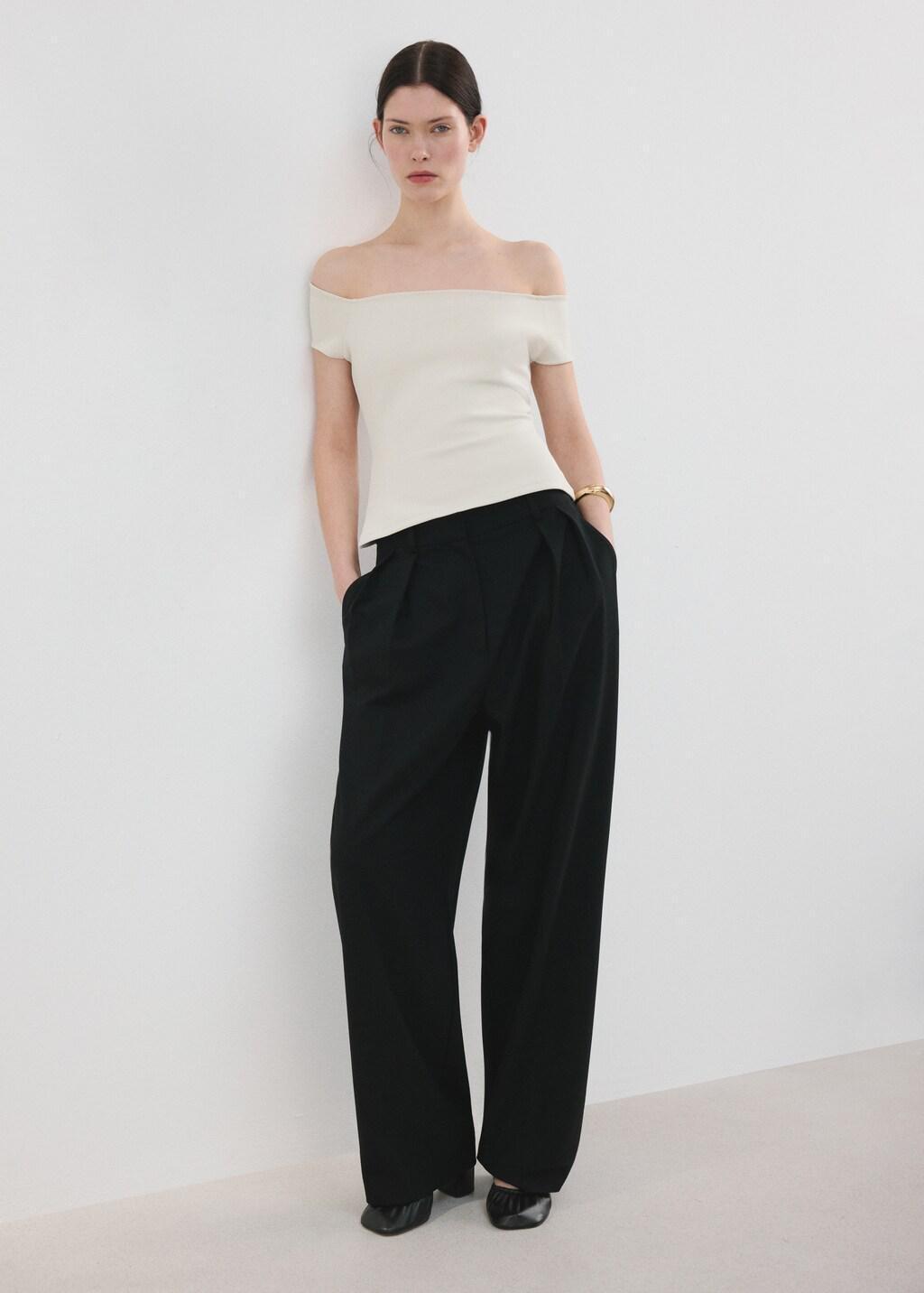 White Strapless Fitted Top, White, large image number 0