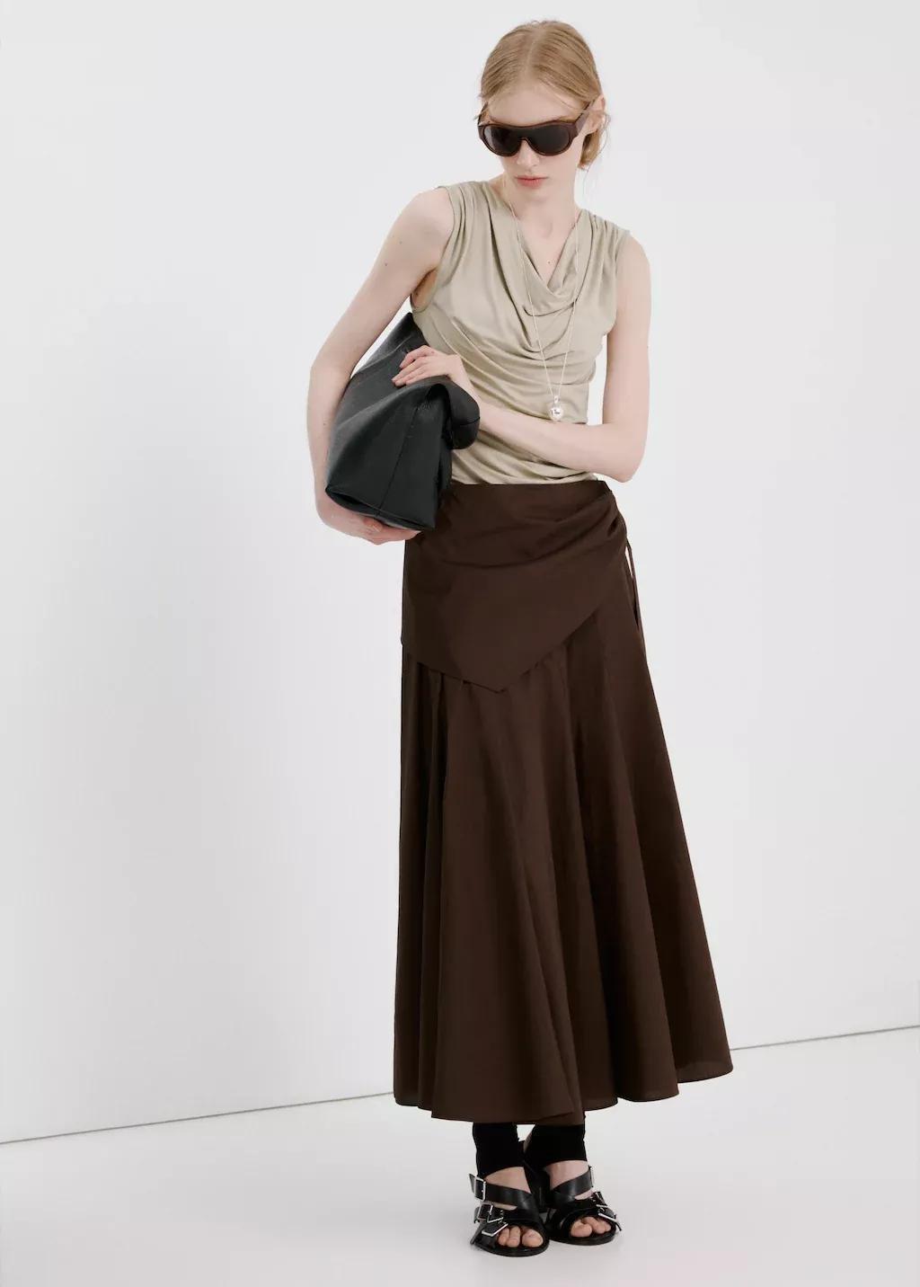 Grey Lt Pastel Draped Fitted T-Shirt, Light Pastel Grey, large image number 0