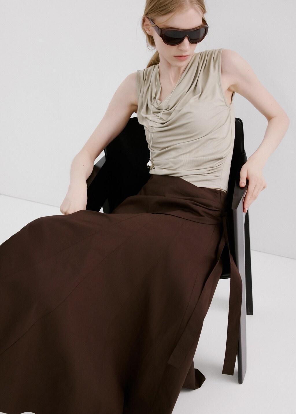 Grey Lt Pastel Draped Fitted T-Shirt, Light Pastel Grey, large image number 6