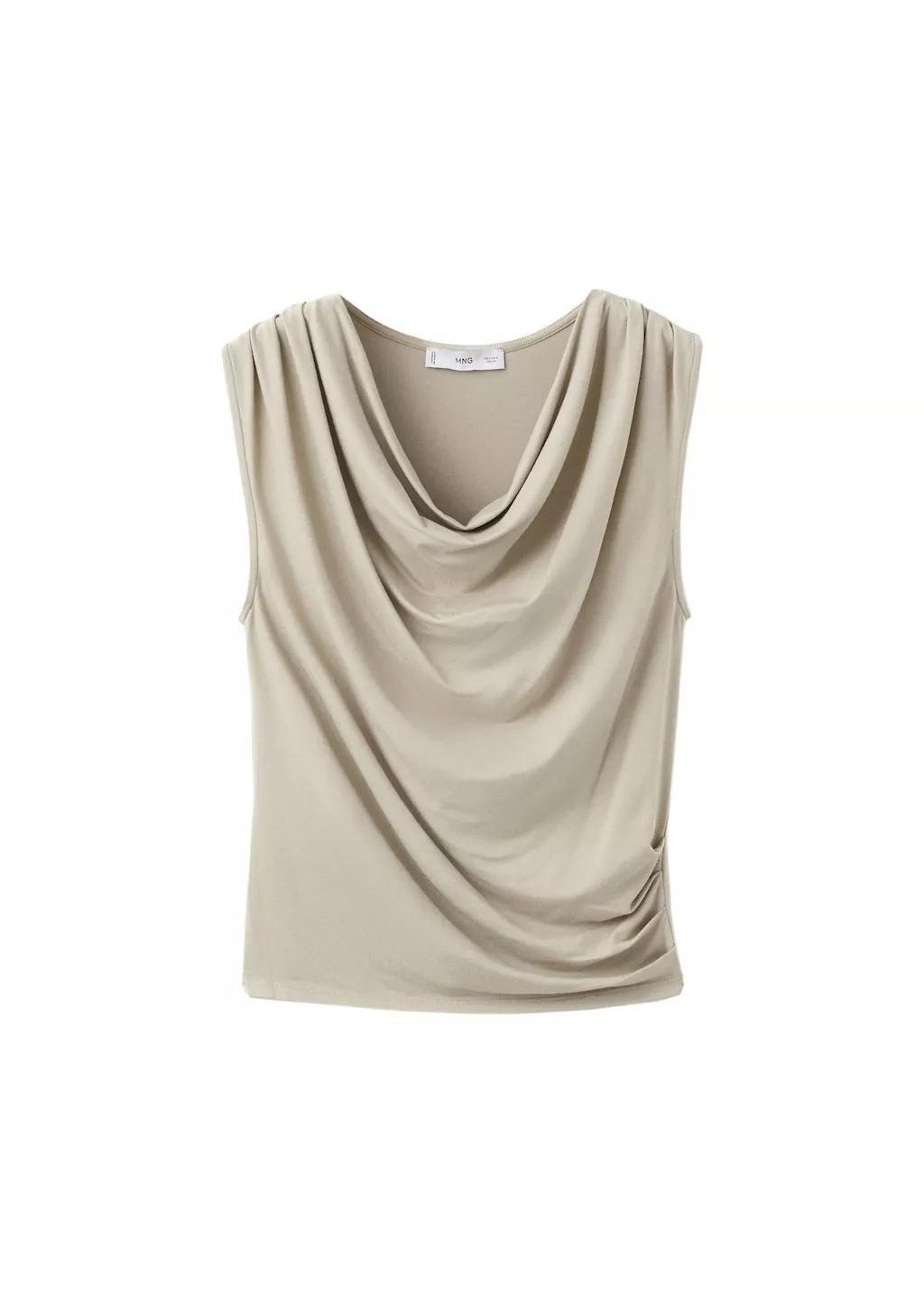 Grey Lt Pastel Draped Fitted T-Shirt, Light Pastel Grey, large image number 7