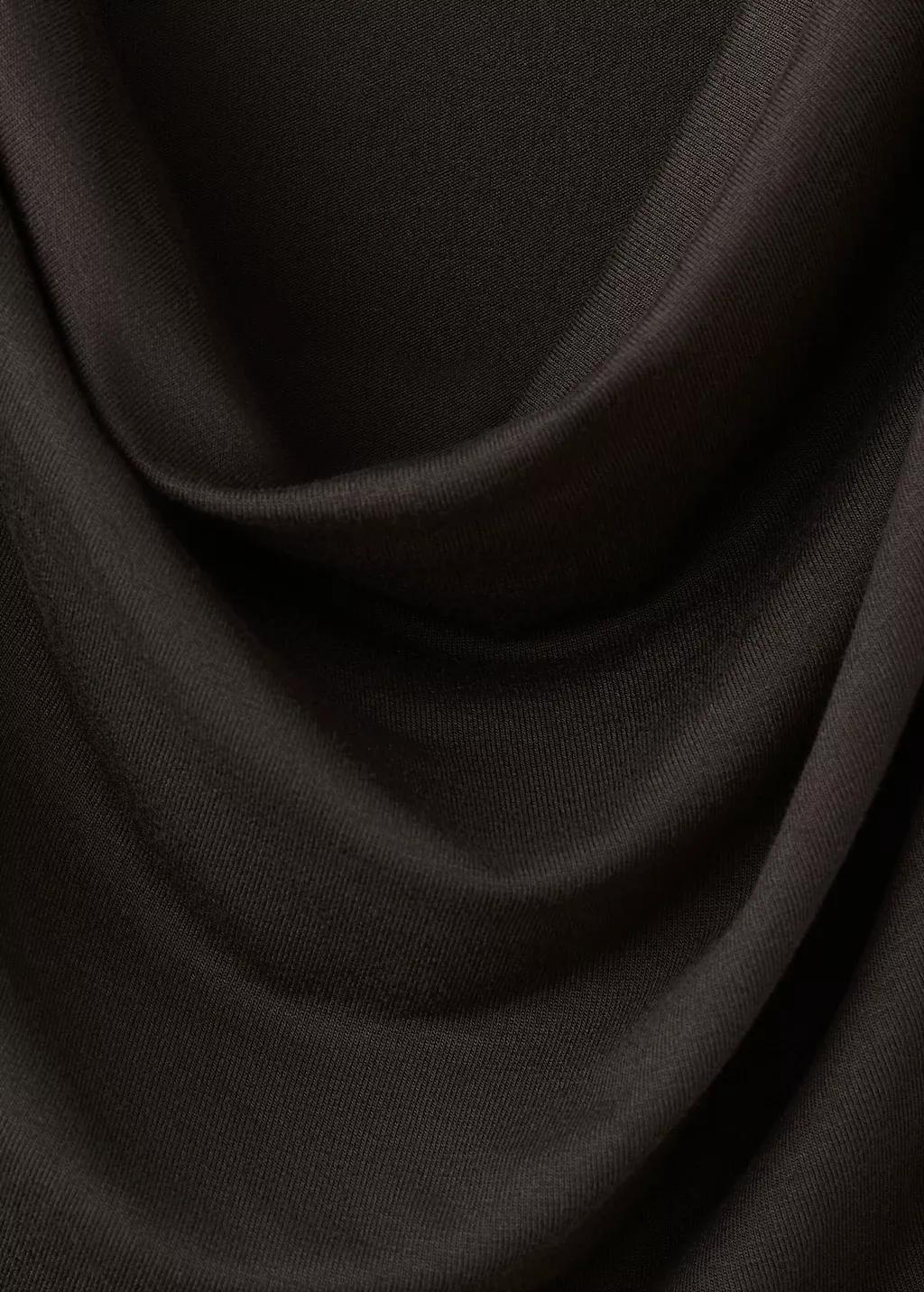 Brown Draped Fitted T-Shirt, Brown, medium