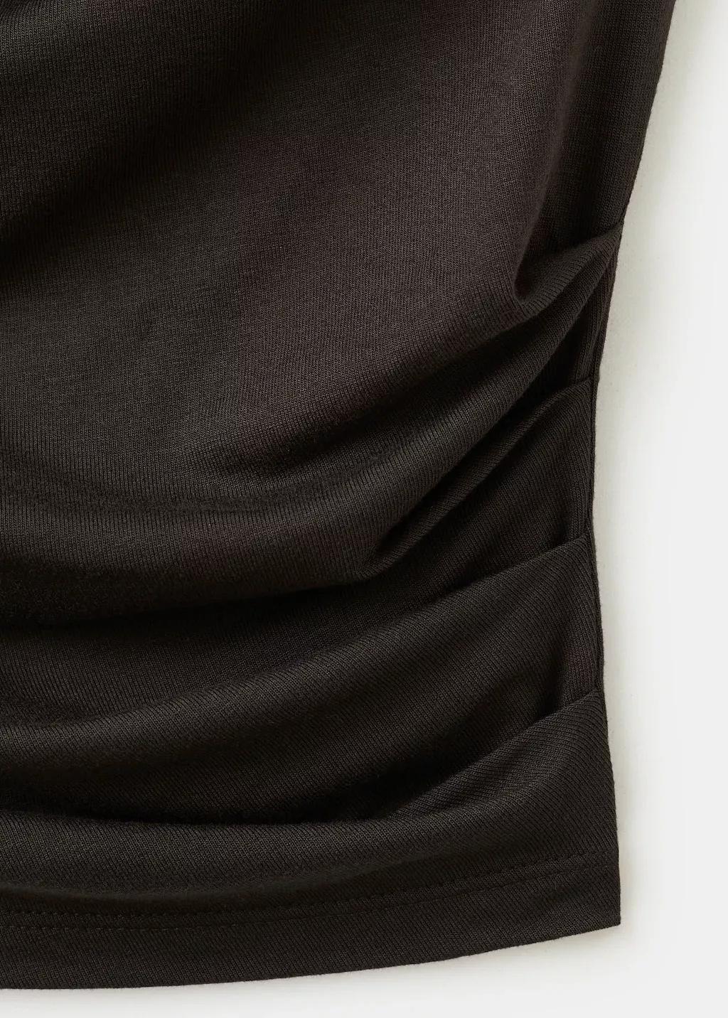 Brown Draped Fitted T-Shirt, Brown, large image number 5