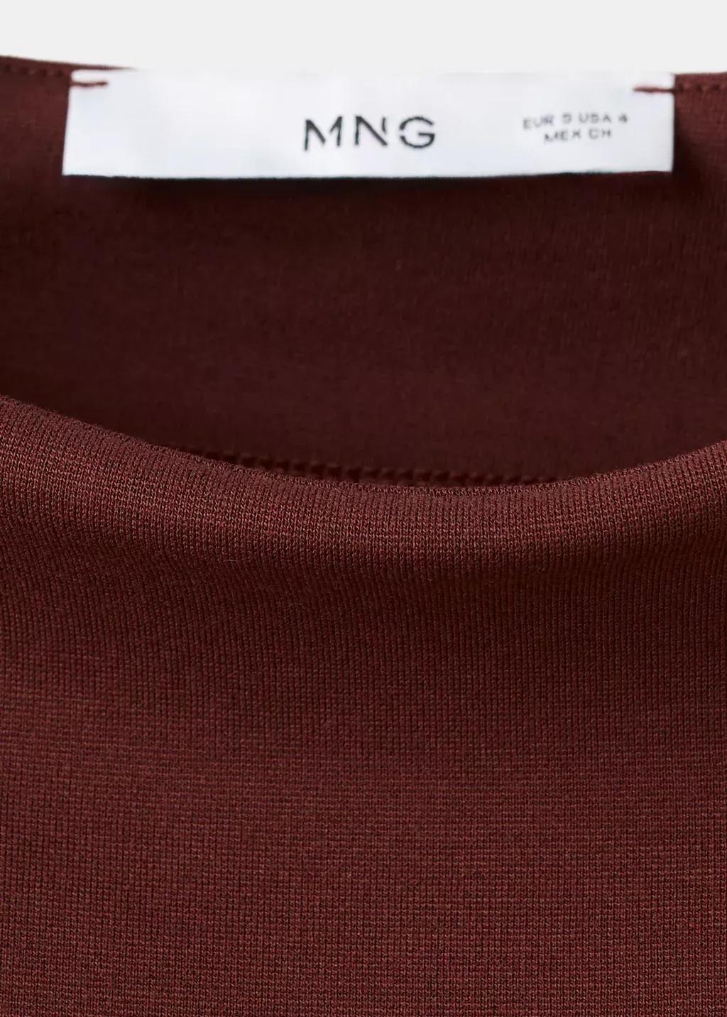 Red Peplum Shoulder Pad T-Shirt, Dark Red, large image number 1