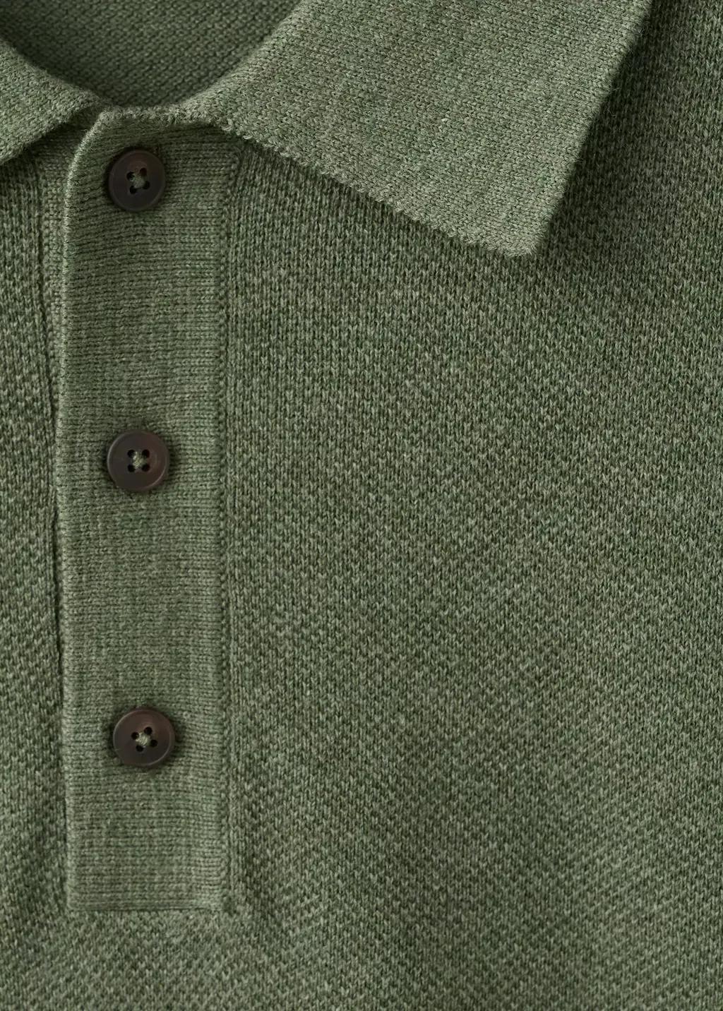 Green Fine Knit Polo Shirt With Microstructure, Medium Green, large image number 1