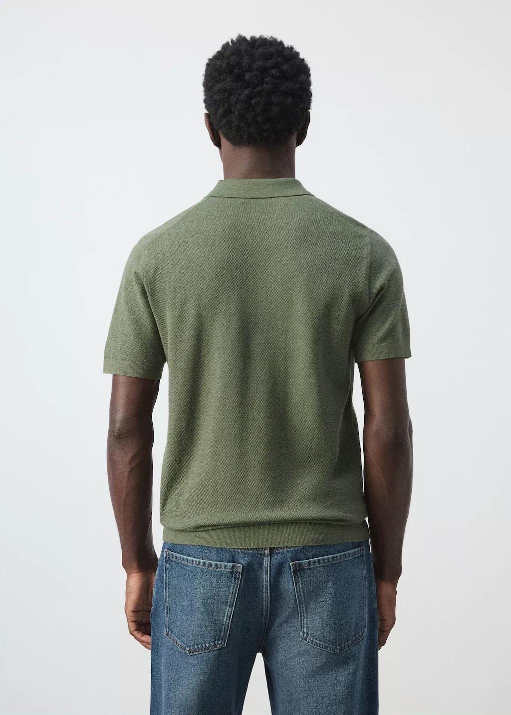 Green Fine Knit Polo Shirt With Microstructure, Medium Green, large image number 2