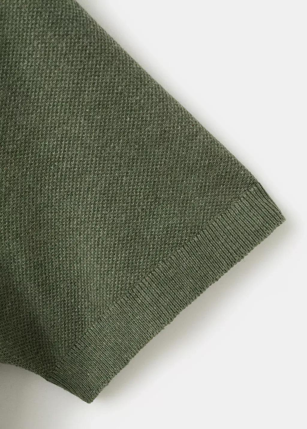 Green Fine Knit Polo Shirt With Microstructure, Medium Green, large image number 5