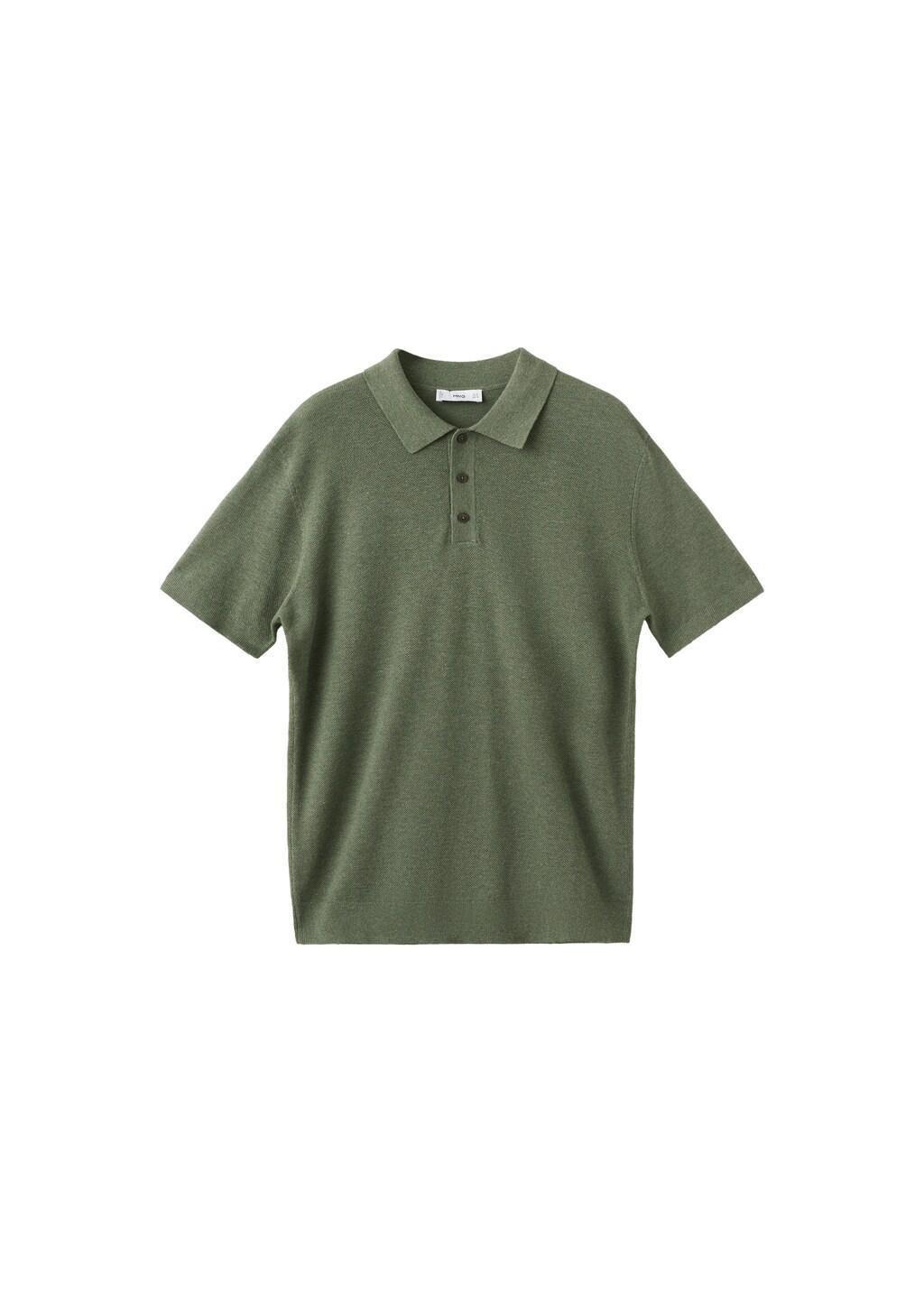 Green Fine Knit Polo Shirt With Microstructure, Medium Green, large image number 8