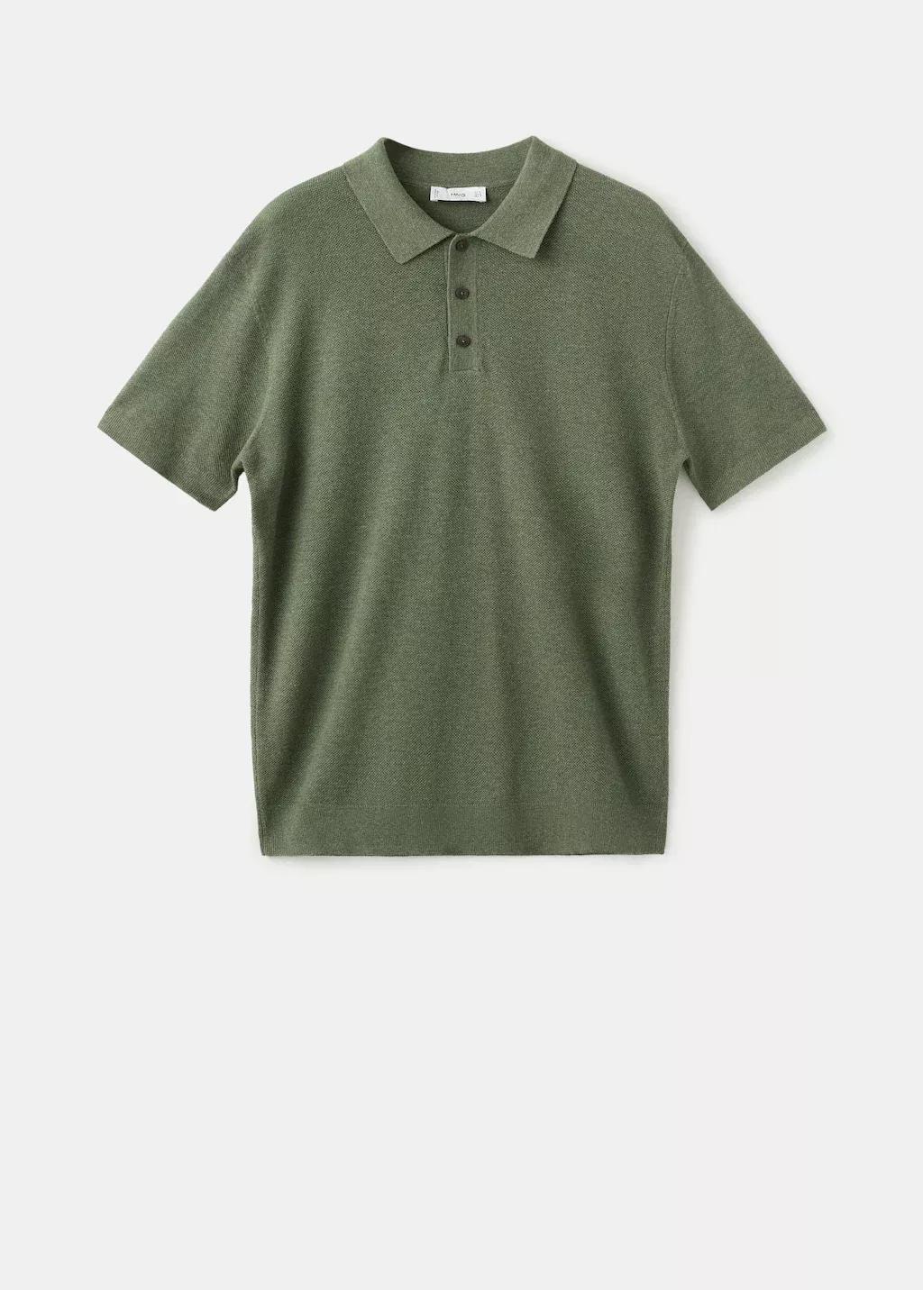 Green Fine Knit Polo Shirt With Microstructure, Medium Green, large image number 9