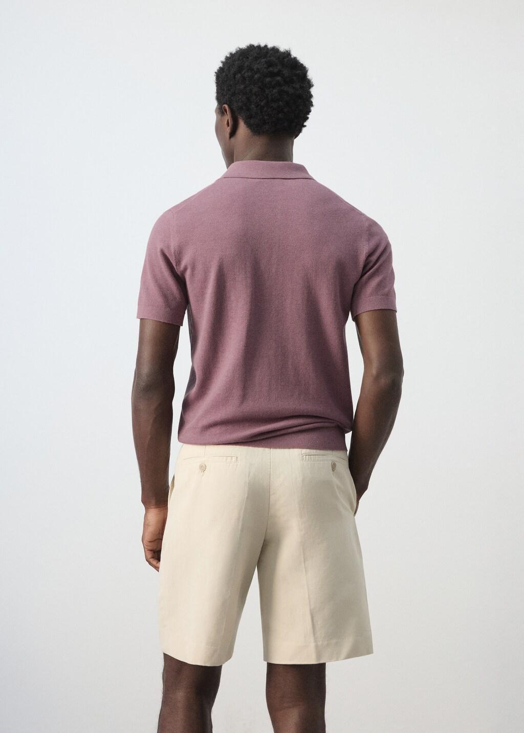 Purple Fine Knit Polo Shirt With Microstructure, Dark Purple, large image number 2