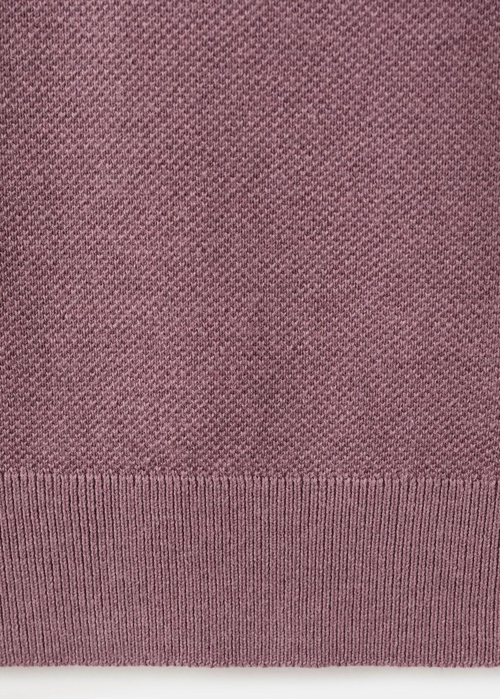 Purple Fine Knit Polo Shirt With Microstructure, Dark Purple, large image number 5