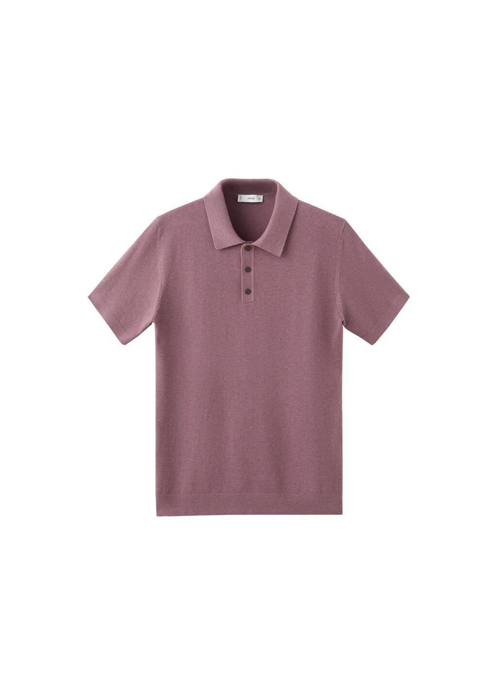 Purple Fine Knit Polo Shirt With Microstructure, Dark Purple, large image number 7