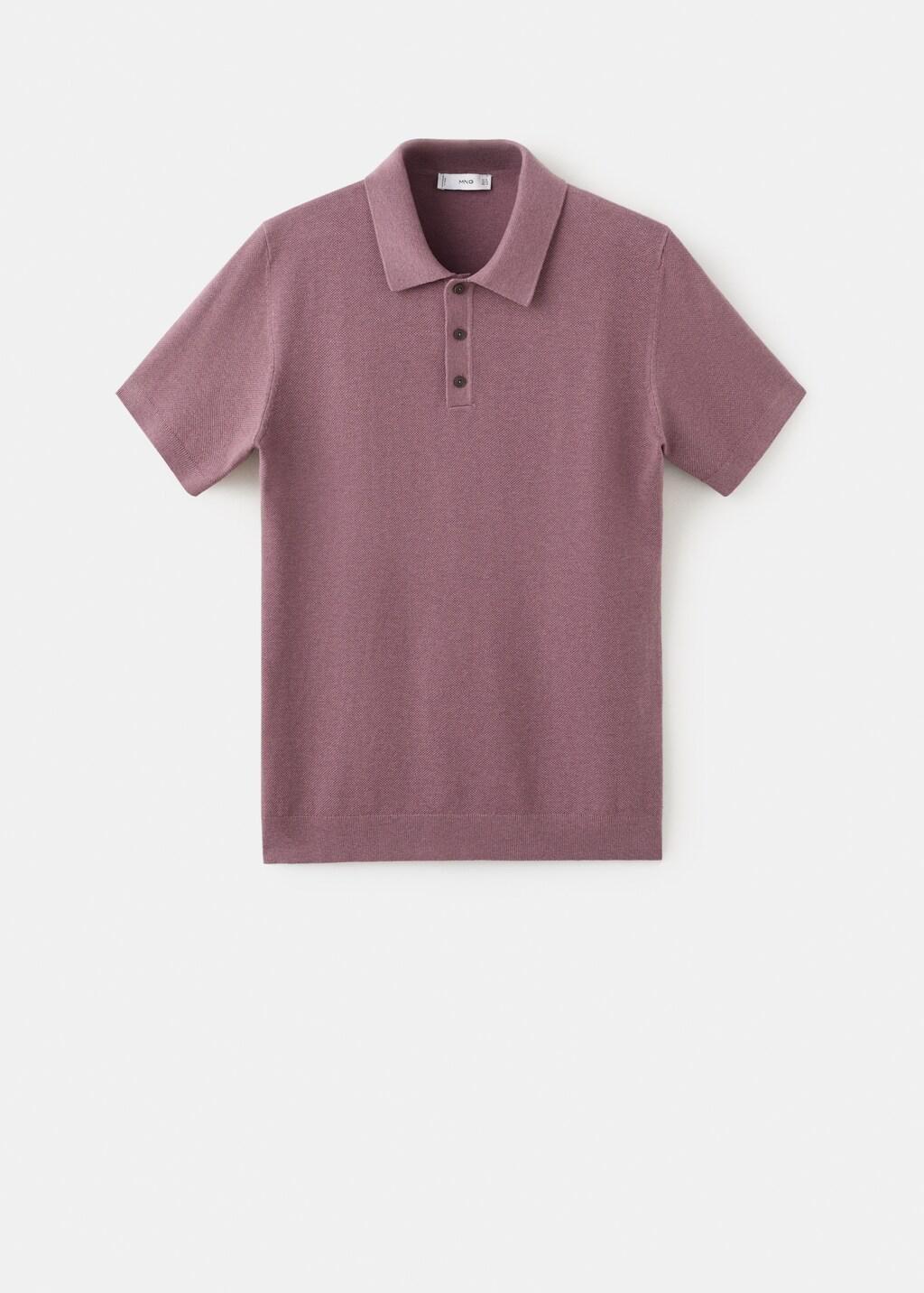 Purple Fine Knit Polo Shirt With Microstructure, Dark Purple, large image number 8