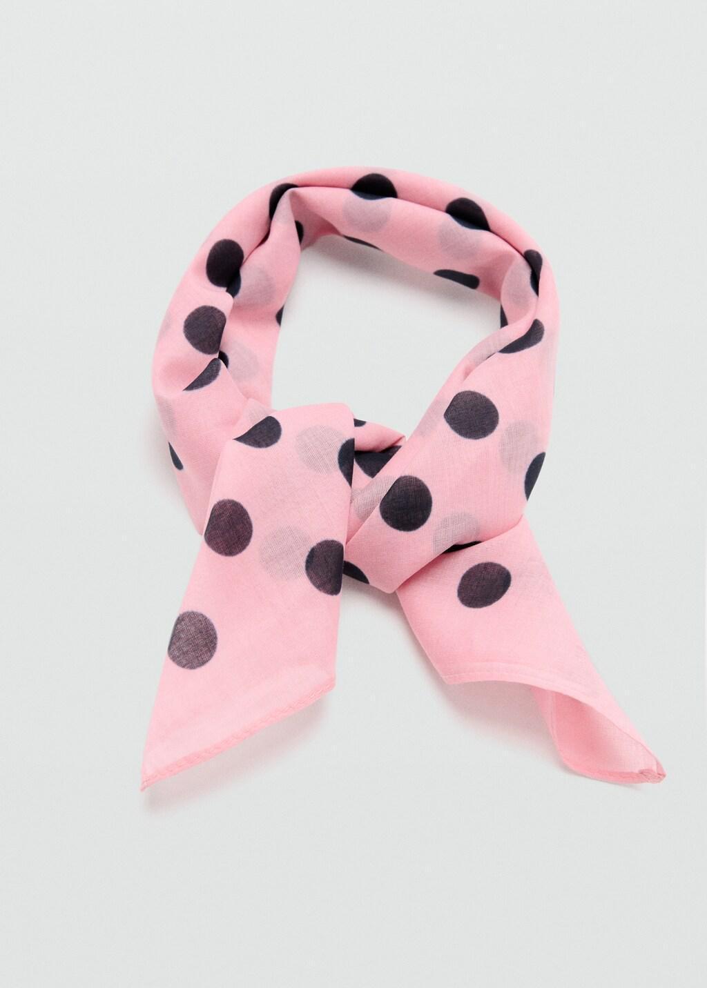 Pink Polka Dot Print Scarf, Pink, large image number 1
