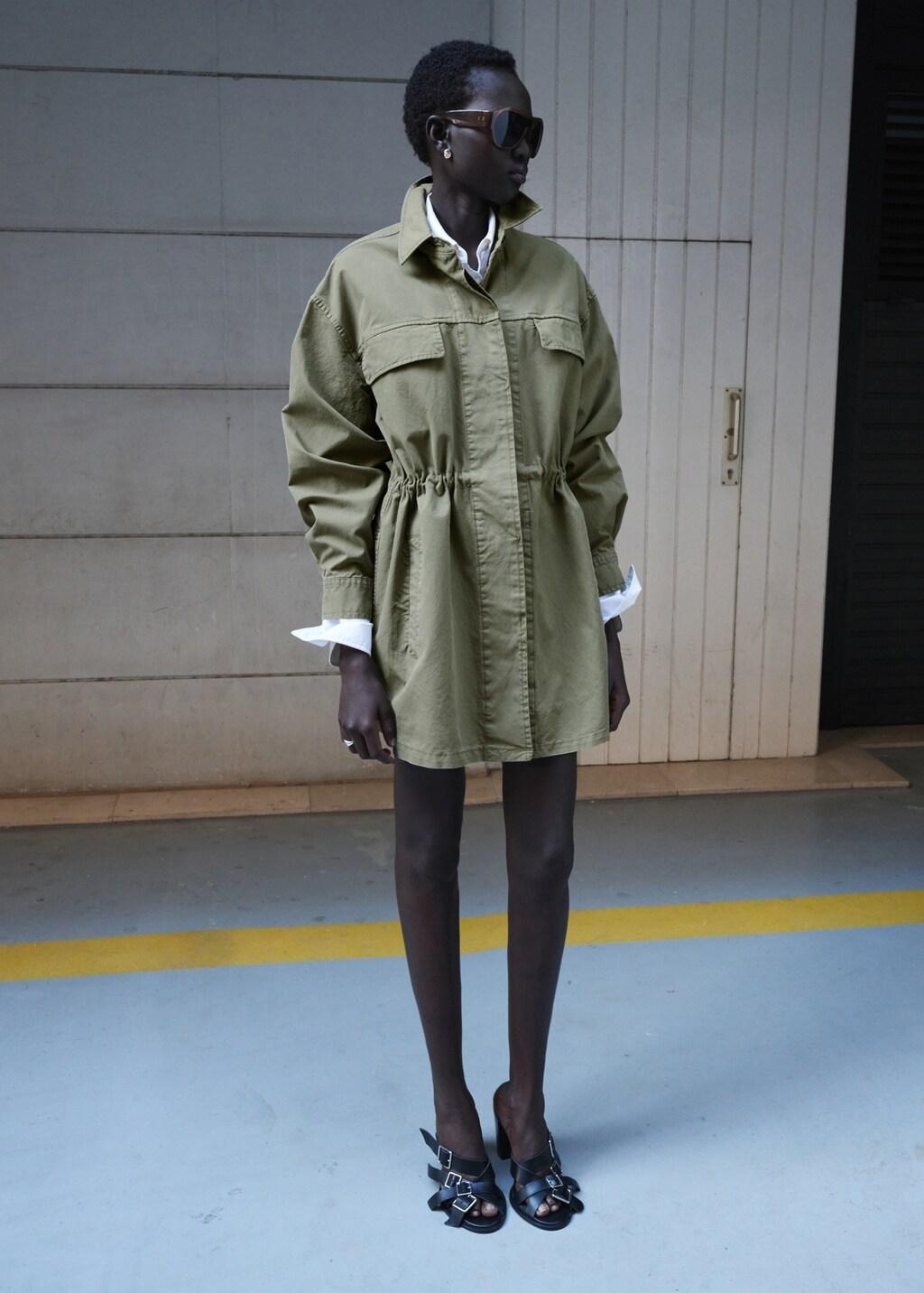 Khaki Oversized Denim Parka, 0201_37, large image number 0