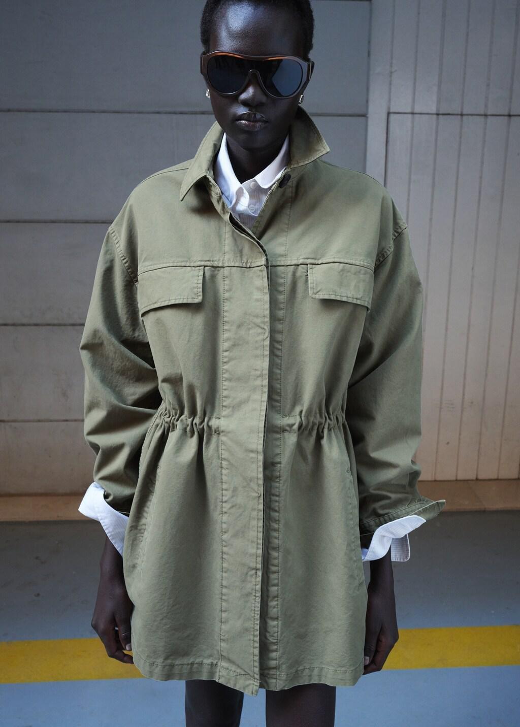 Khaki Oversized Denim Parka, 0201_37, large image number 3