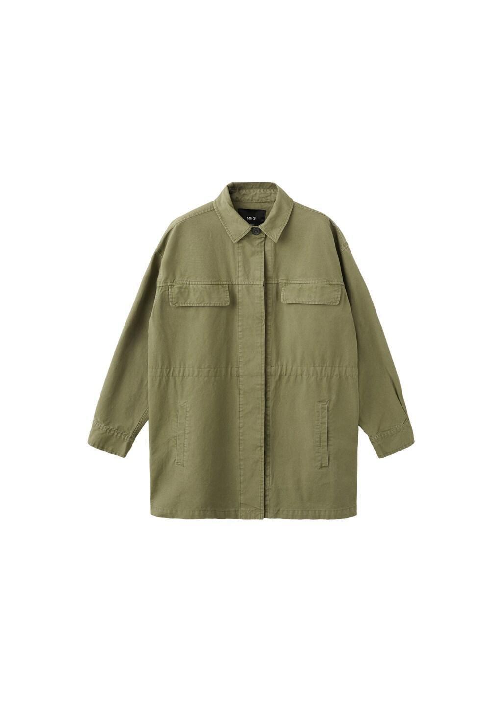 Khaki Oversized Denim Parka, 0201_37, large image number 6