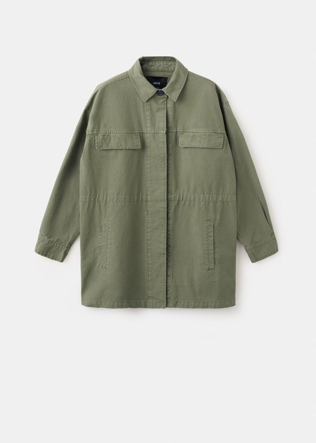 Khaki Oversized Denim Parka, 0201_37, large image number 7
