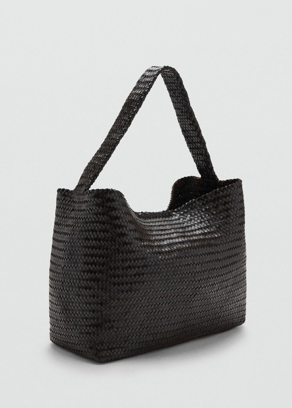 DARK BROWN Medium-sized braided leather bag, 0201_32, large image number 1