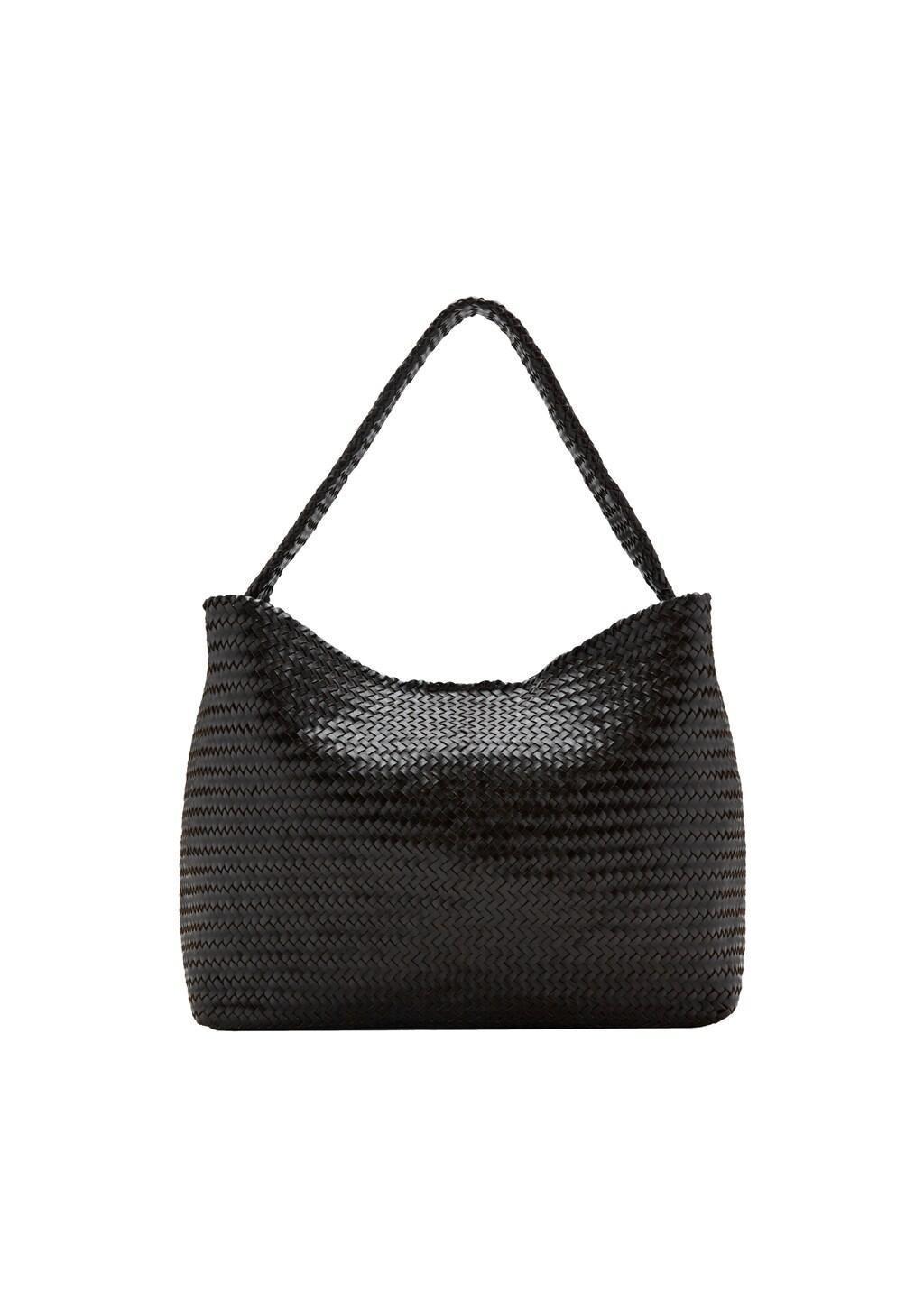 DARK BROWN Medium-sized braided leather bag, 0201_32, large image number 3