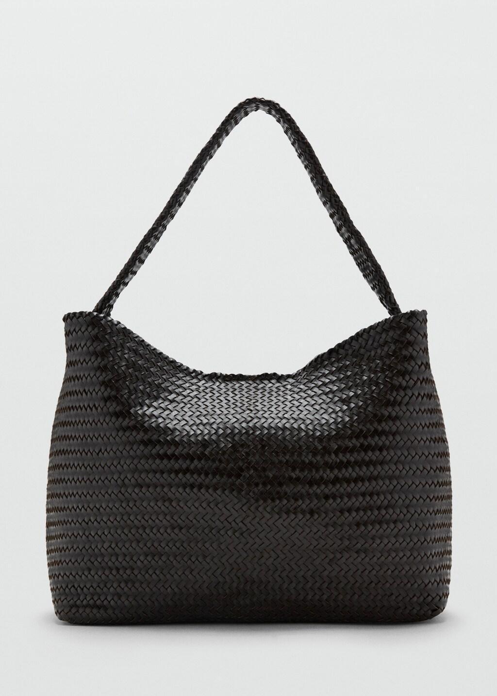 DARK BROWN Medium-sized braided leather bag, 0201_32, large image number 4
