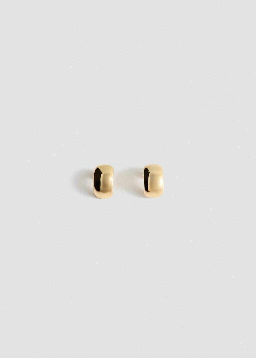 Gold Embossed Stainless Steel Earrings, Gold, large image number 3