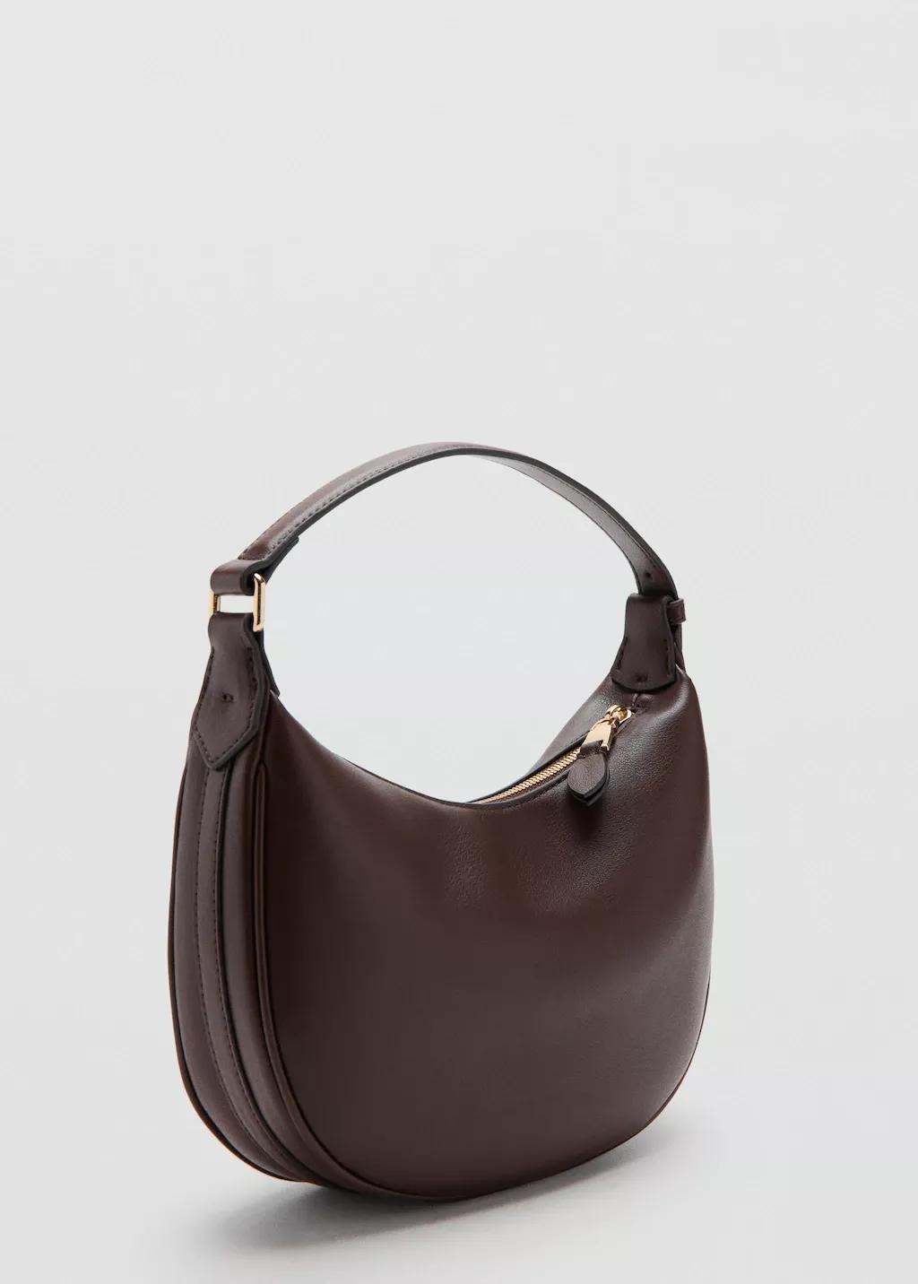 Brown Oval Hand Bag, Dark Brown, medium