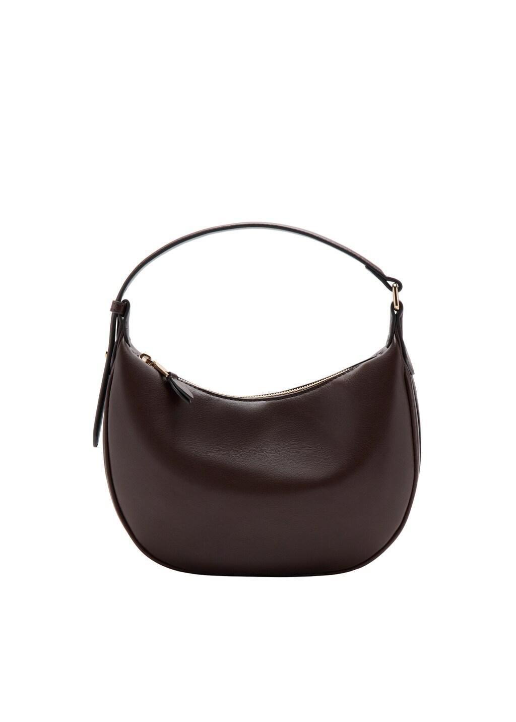 Brown Oval Hand Bag, Dark Brown, medium