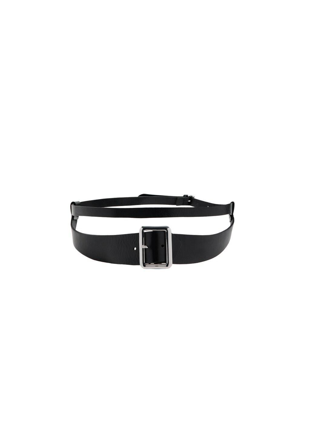 Black Leather Mixed Belt, Black, large image number 3