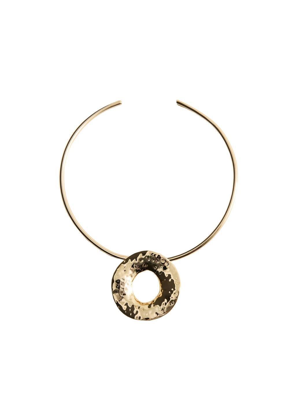 Gold Rigid Circular-Design Necklace, Gold, medium