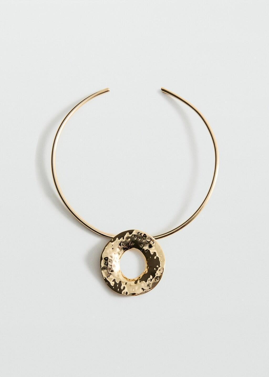 Gold Rigid Circular-Design Necklace, Gold, large image number 4