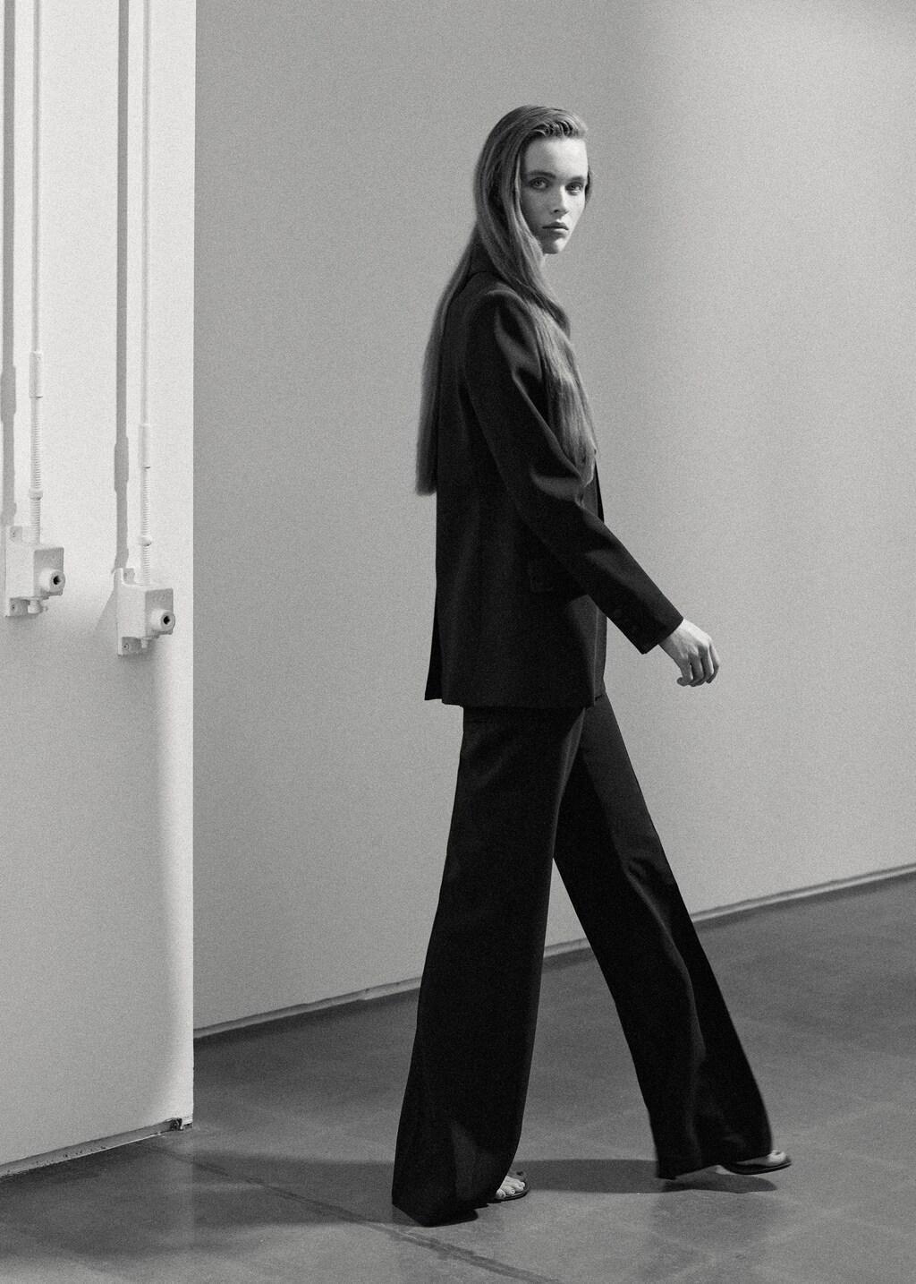 Black High-Waist Flared Trousers, Black, large image number 3