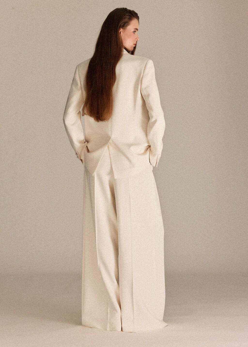 Beige Palazzo Pants Satin Waistband, 0201_05, large image number 4