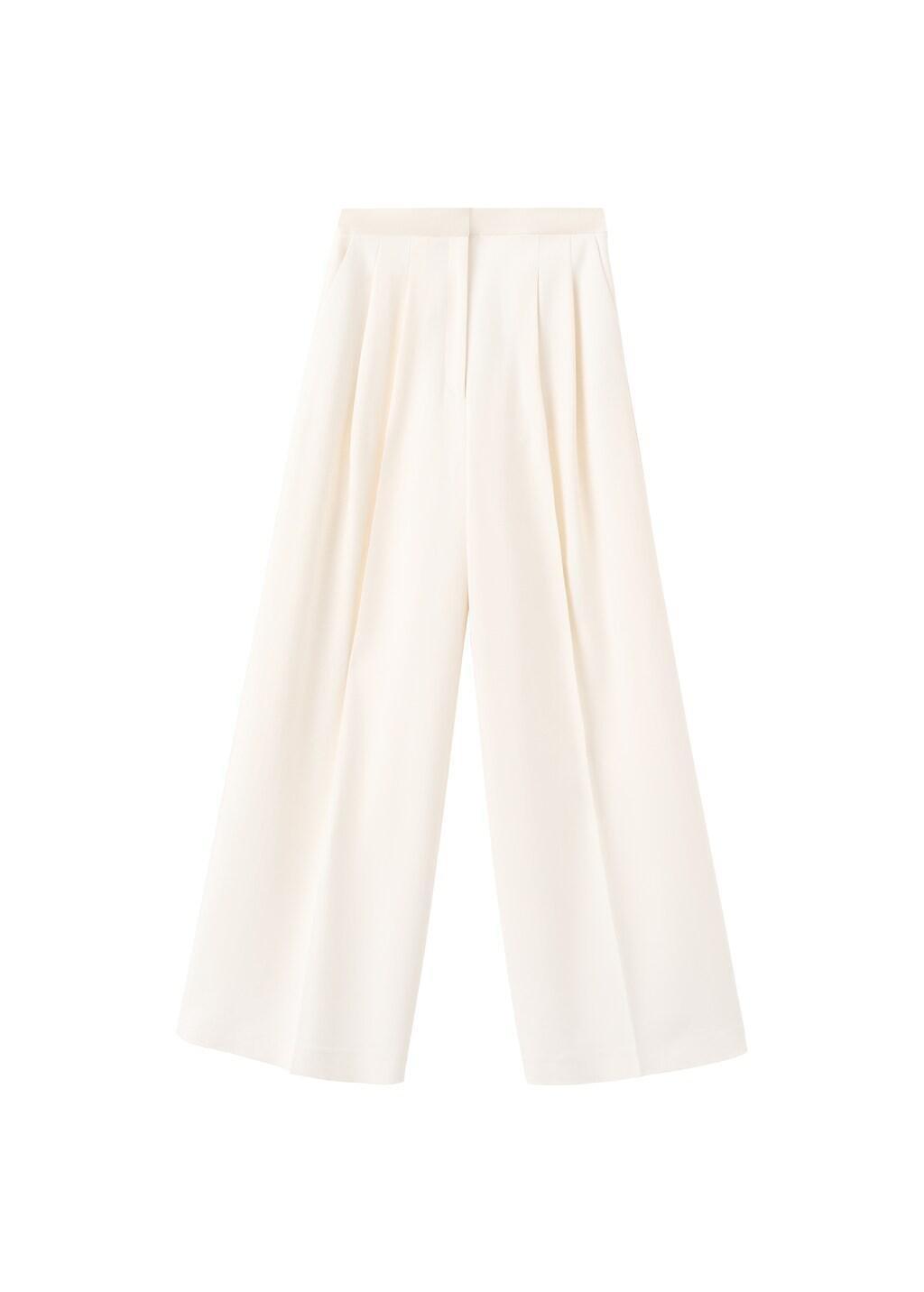 Beige Palazzo Pants Satin Waistband, 0201_05, large image number 6