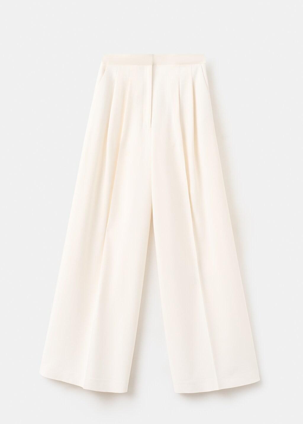 Beige Palazzo Pants Satin Waistband, 0201_05, large image number 7