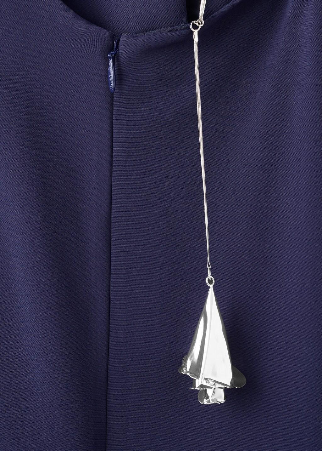 Blue Asymmetrical Dress With Metallic applique, Dark Blue, large image number 5