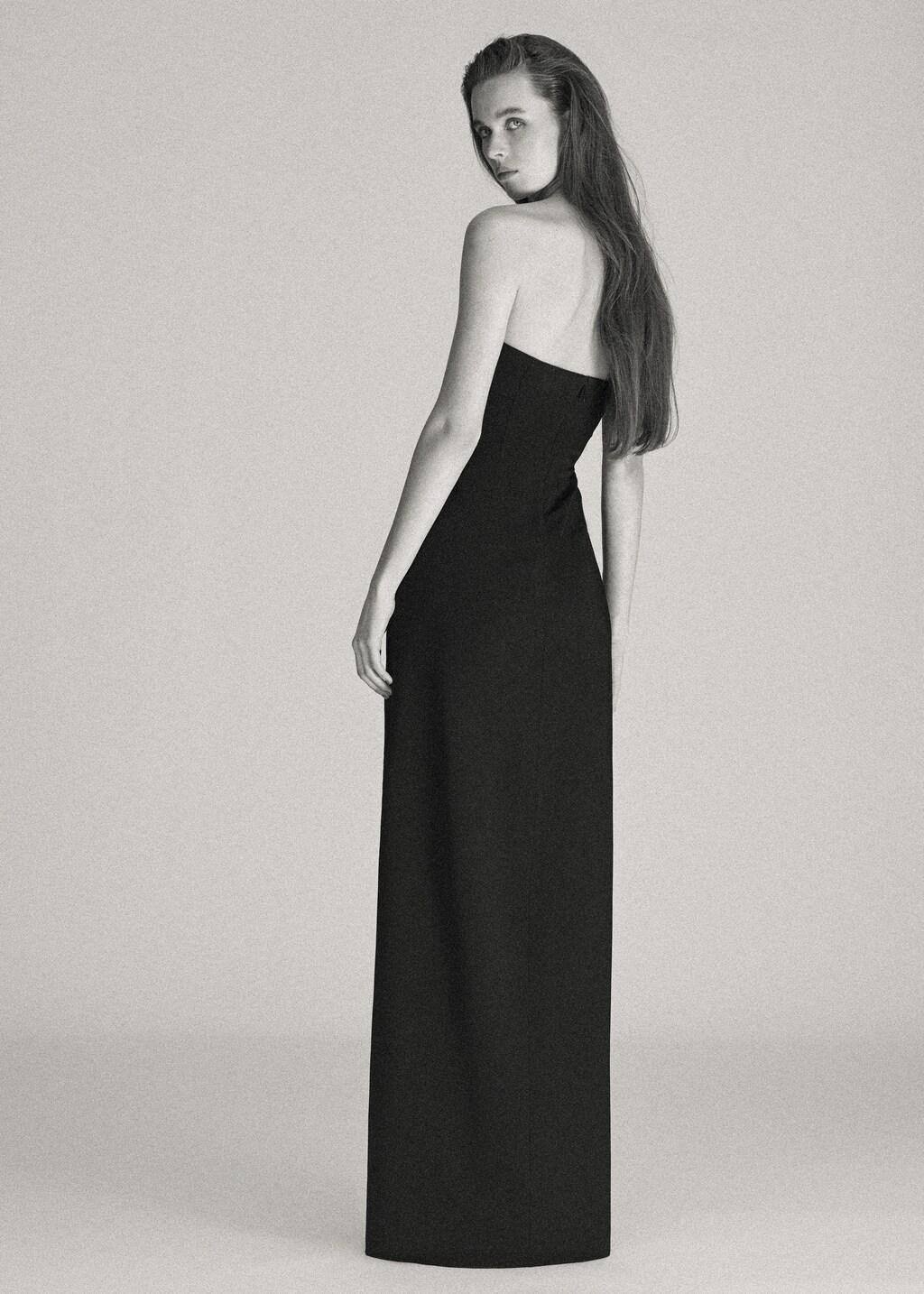 Black Strapless Dress Metal Buckle, Black, medium