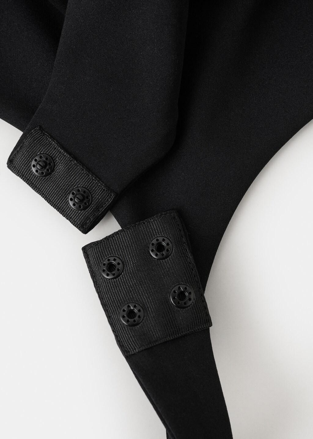 Black Fitted Bodysuit With Open Back, Black, large image number 1