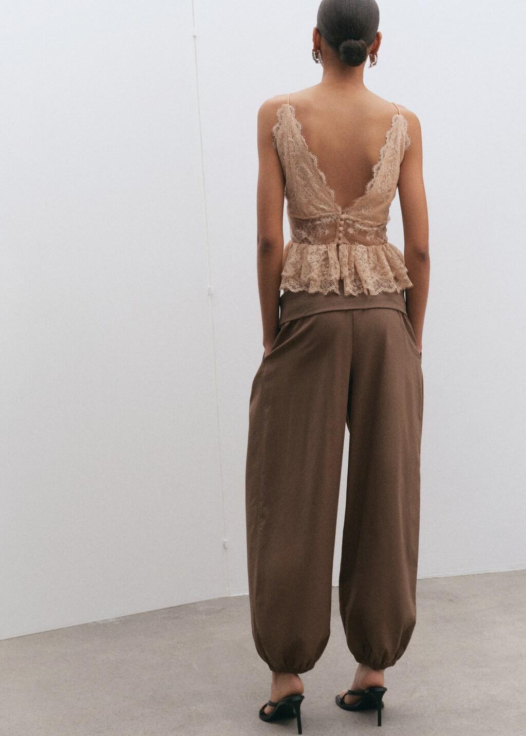 Beige Ruffles Lace Top, Light Beige, medium