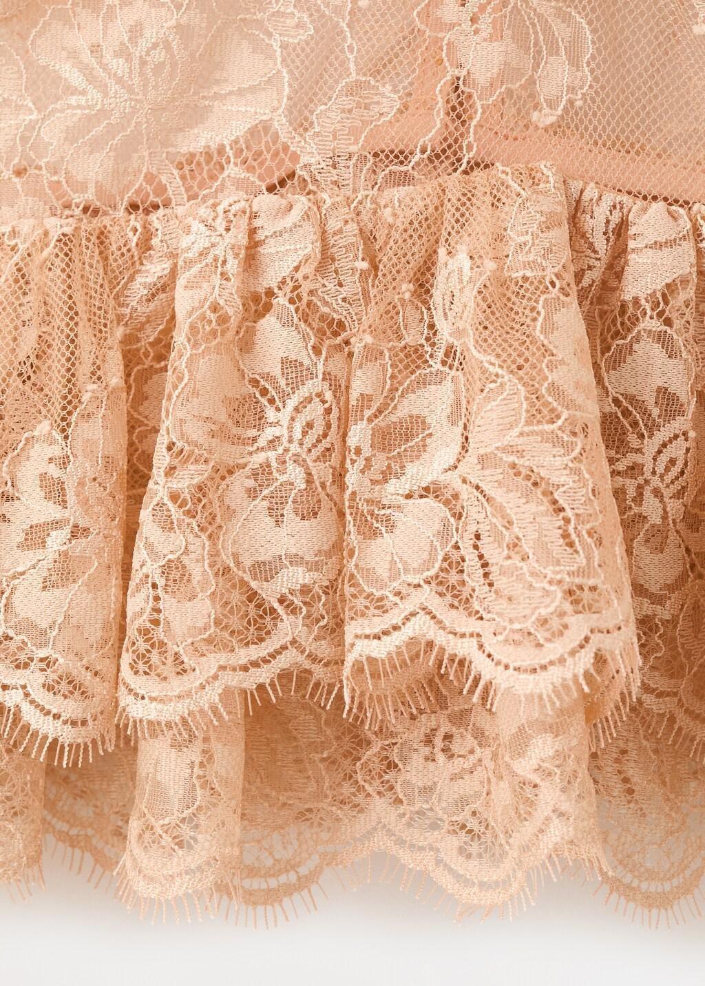 Beige Ruffles Lace Top, Light Beige, large image number 5
