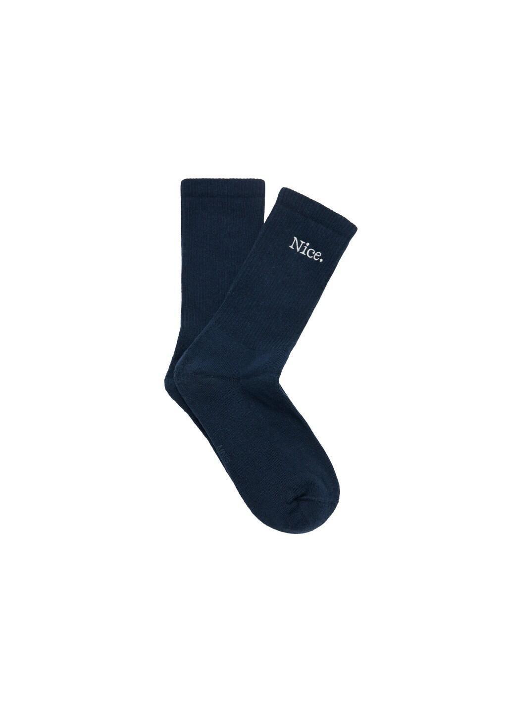 Navy Embroidered Cotton Socks, 0201_56, large image number 3