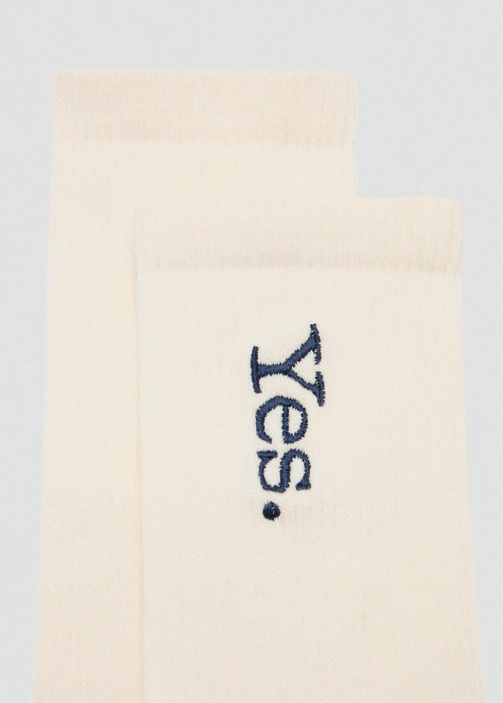 White Embroidered Cotton Socks, 0201_02, large image number 1