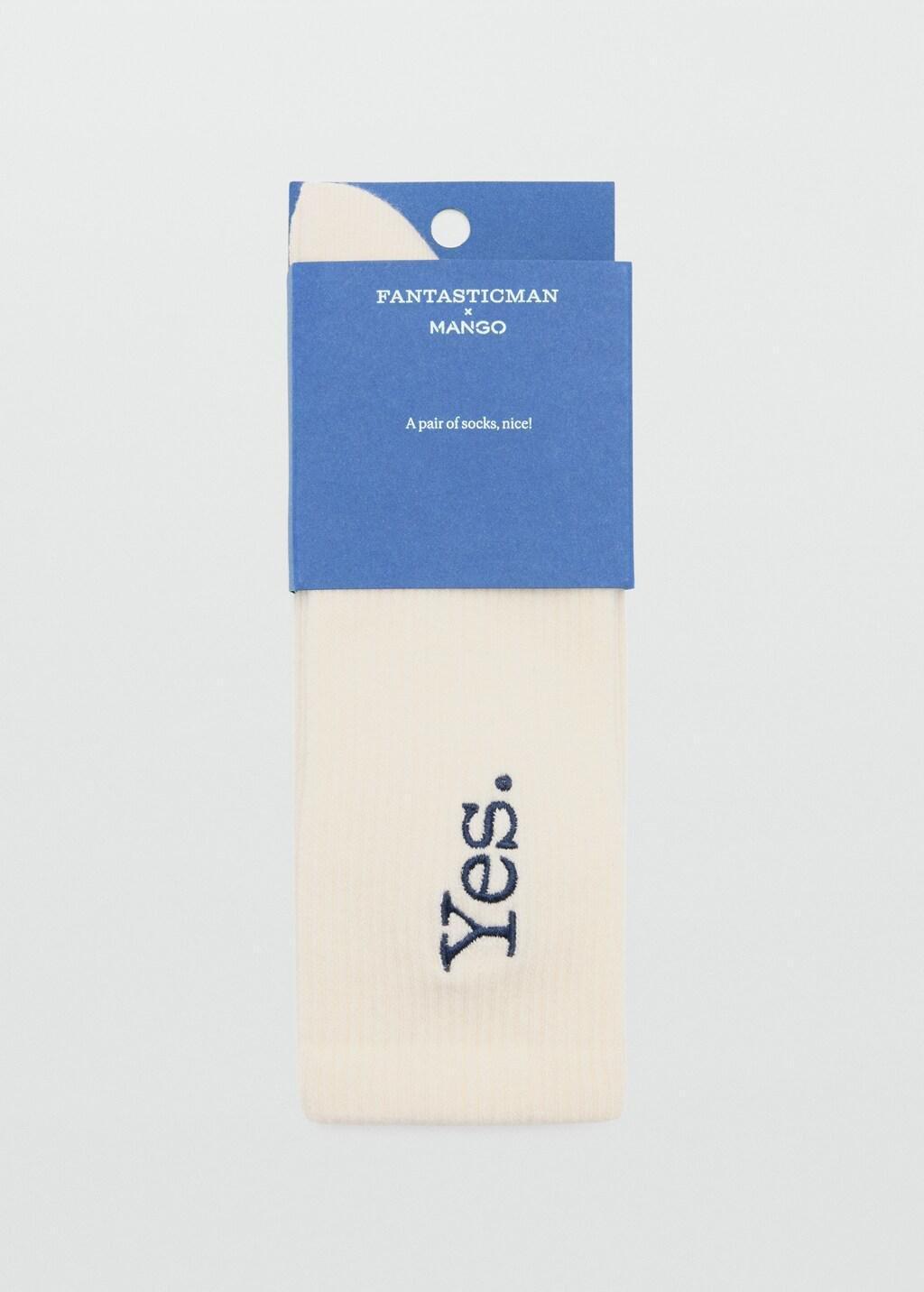 White Embroidered Cotton Socks, 0201_02, large image number 2