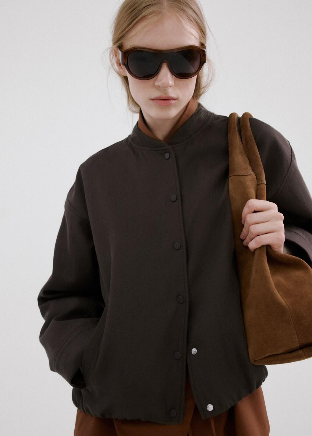 Purple Lyocell Bomber Jacket, Medium Purple, large image number 4