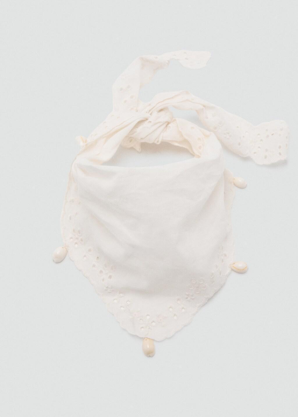 Beige Embroidered Handkerchief With Bead Detail, Kids Girl, Light Beige, large image number 3