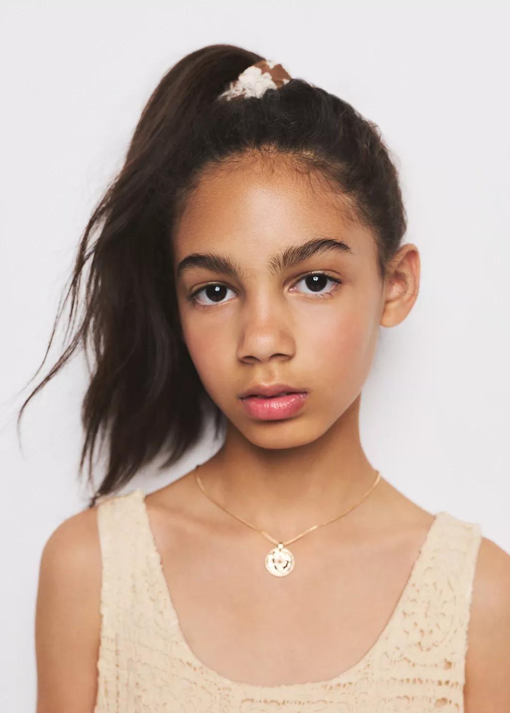 Beige Embroidered Textured Dress, Kids Girl, Light Beige, large image number 4