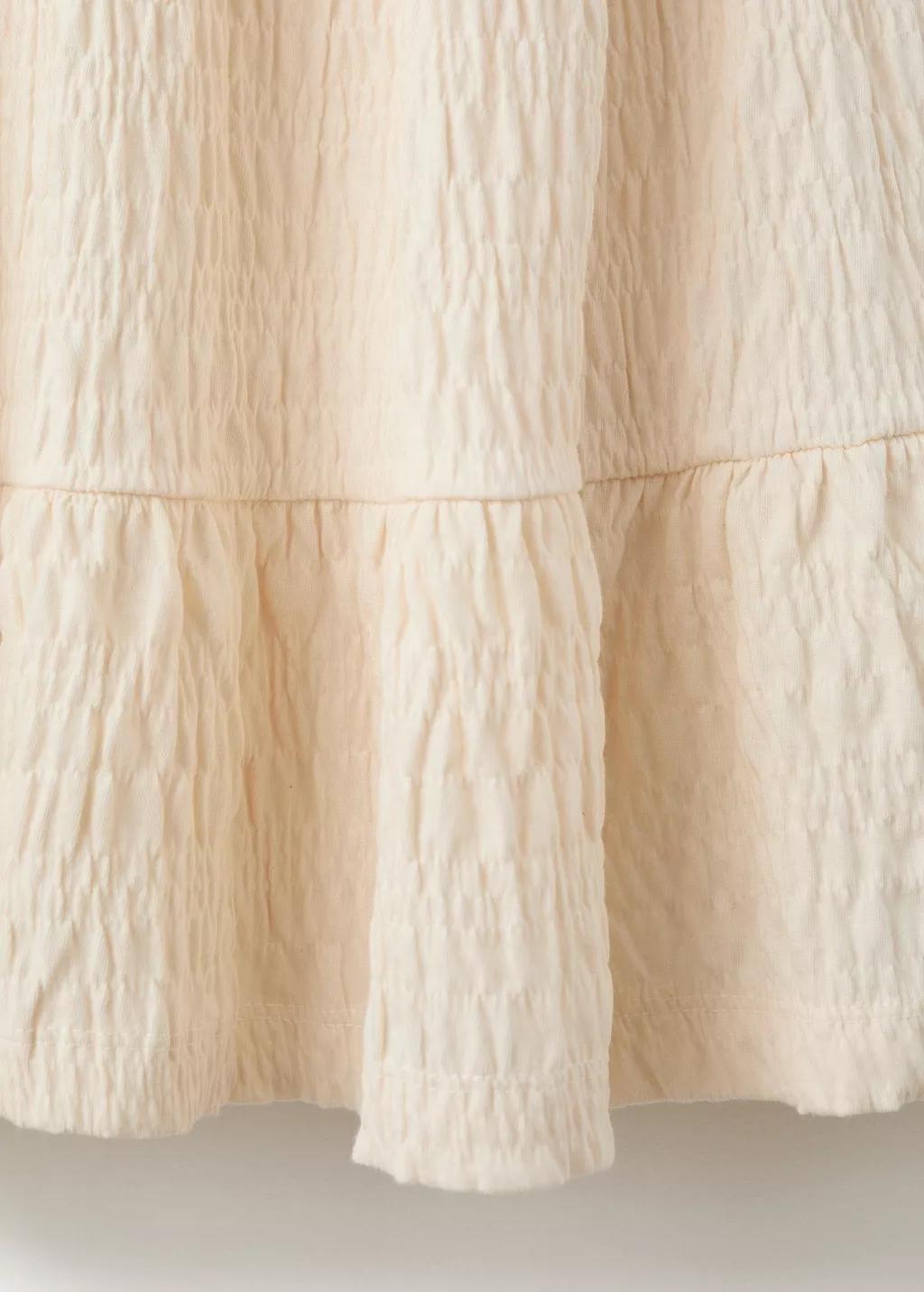 Beige Embroidered Textured Dress, Kids Girl, Light Beige, large image number 5