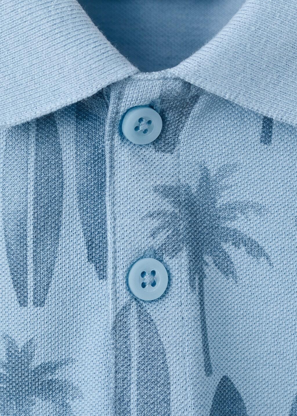 Blue Lt Pastel Printed Cotton Polo Shirt, Kids Boy, Light-Pastel Blue, large image number 0